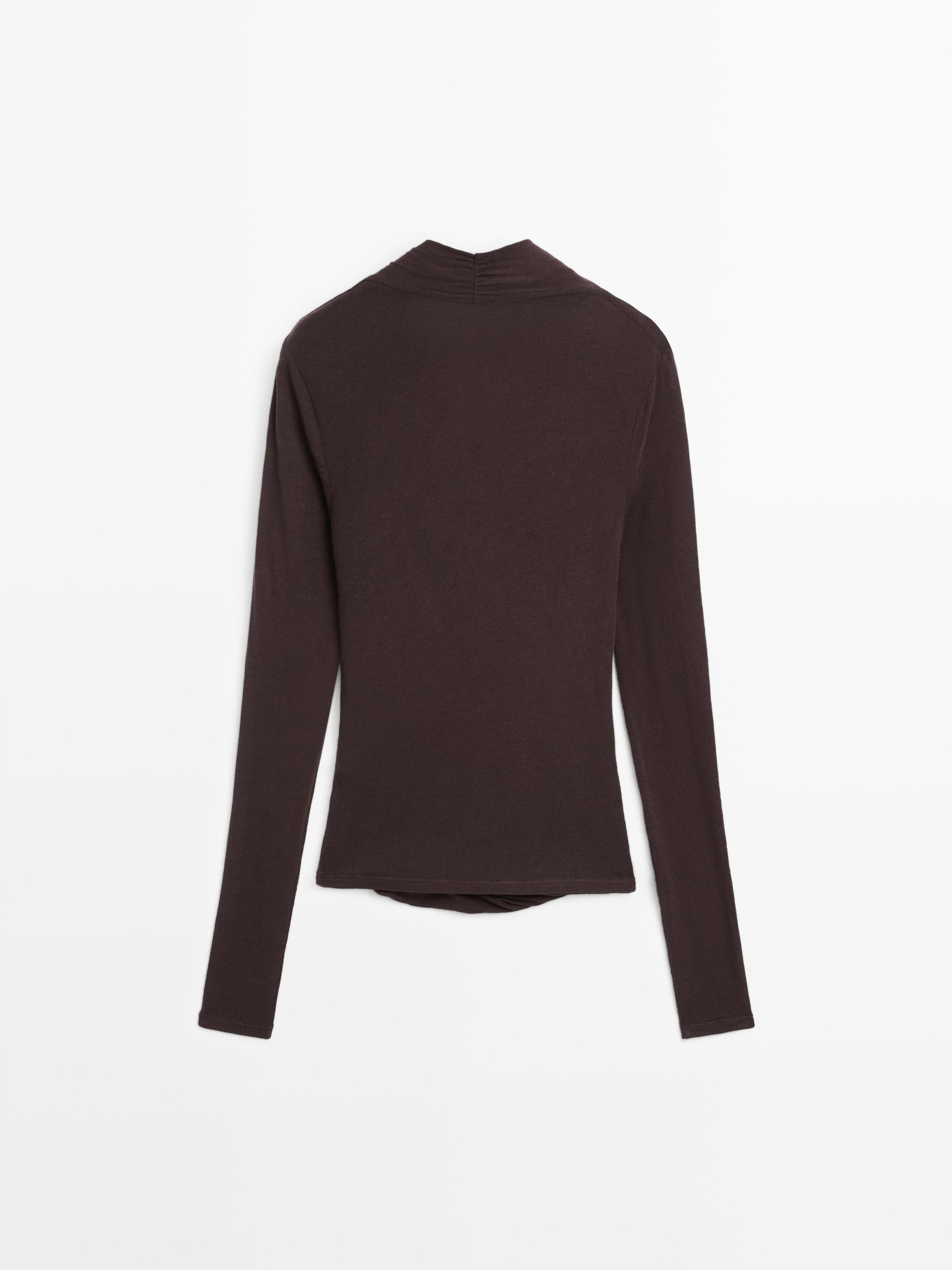 Draped long sleeve T-shirt